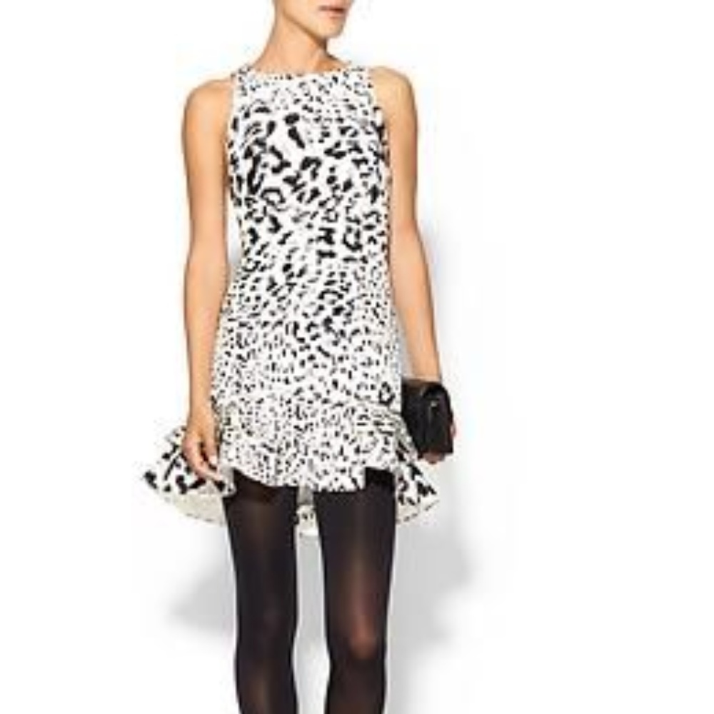 KEEPSAKE Snow Leopard Print Borderline Frill Dress